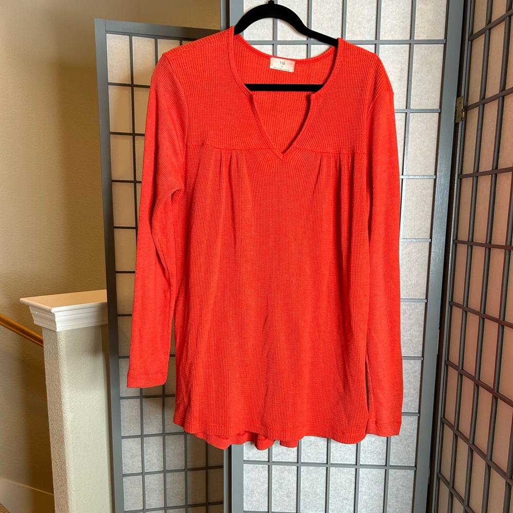 Anthropologie T.La Vibrant Red Long Sleeve Tunic